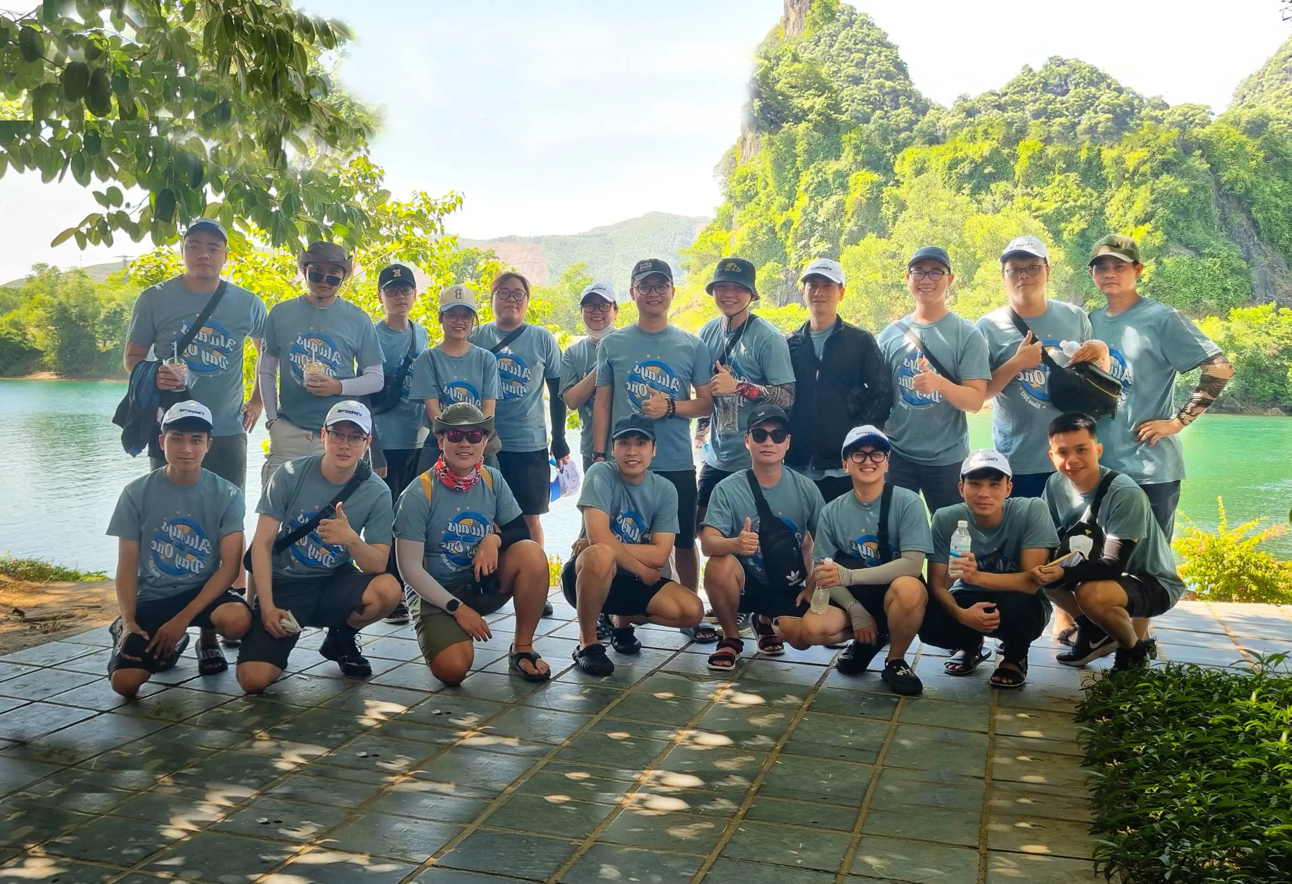 Team group photo during a studio trip