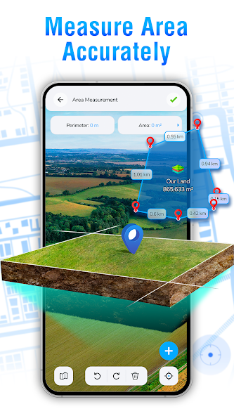 Google Play screenshot of GPS area measurement in the GPS & Distance Measure app