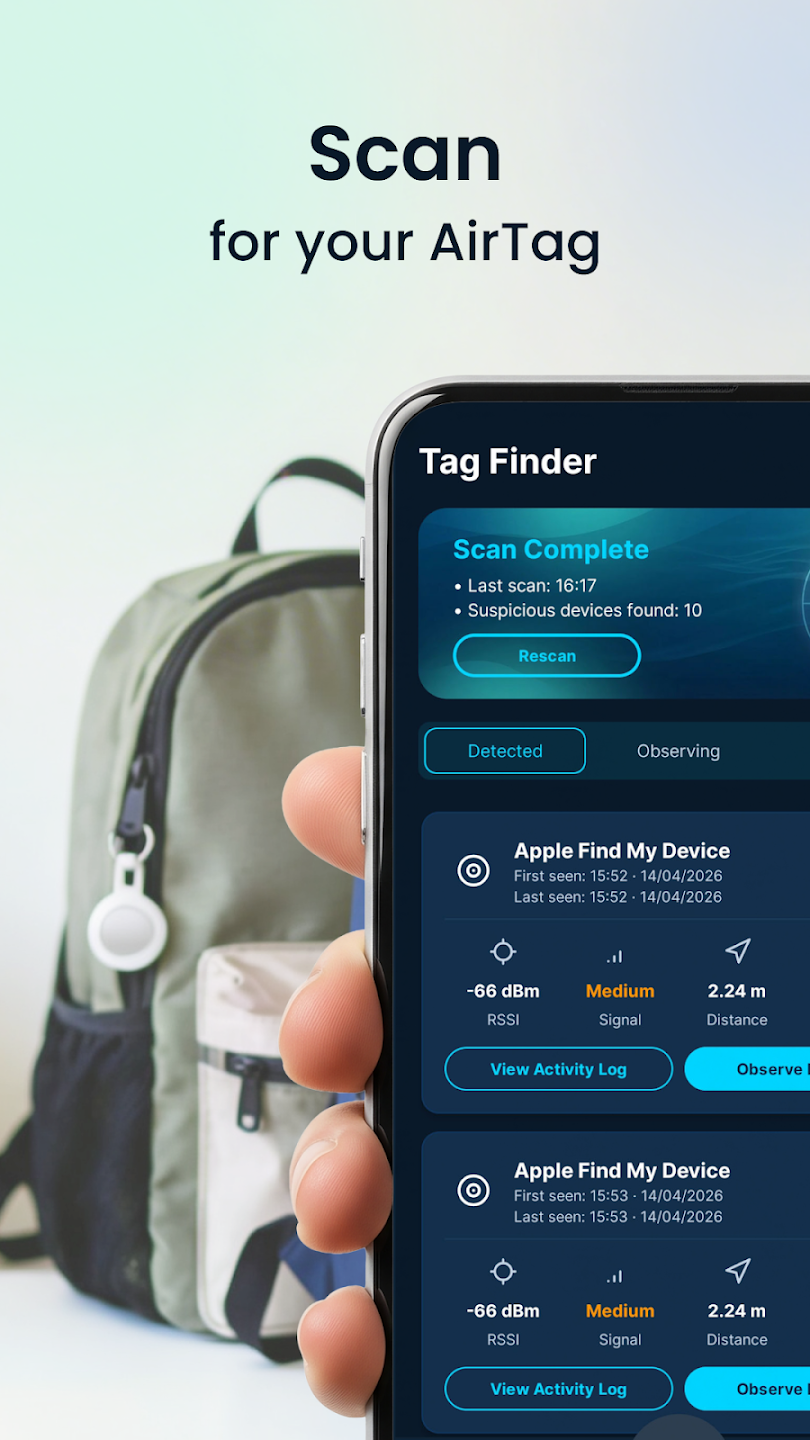 Google Play screenshot of Tracker Detect locating nearby tags